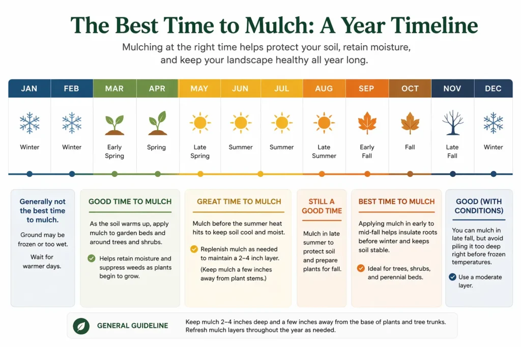 When Is the Best Time to Mulch - A year timeline by Gen Lawn