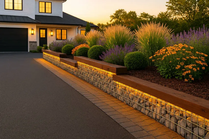 Brick Edging with Shrubs